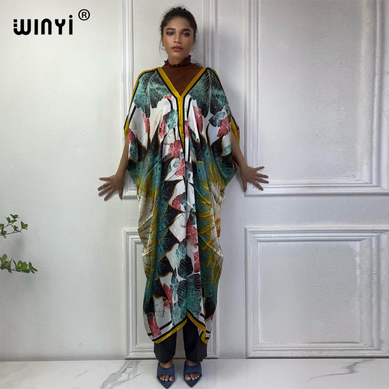WINYI Summer african V-neck dr - Robe Silk Women 评论和价格