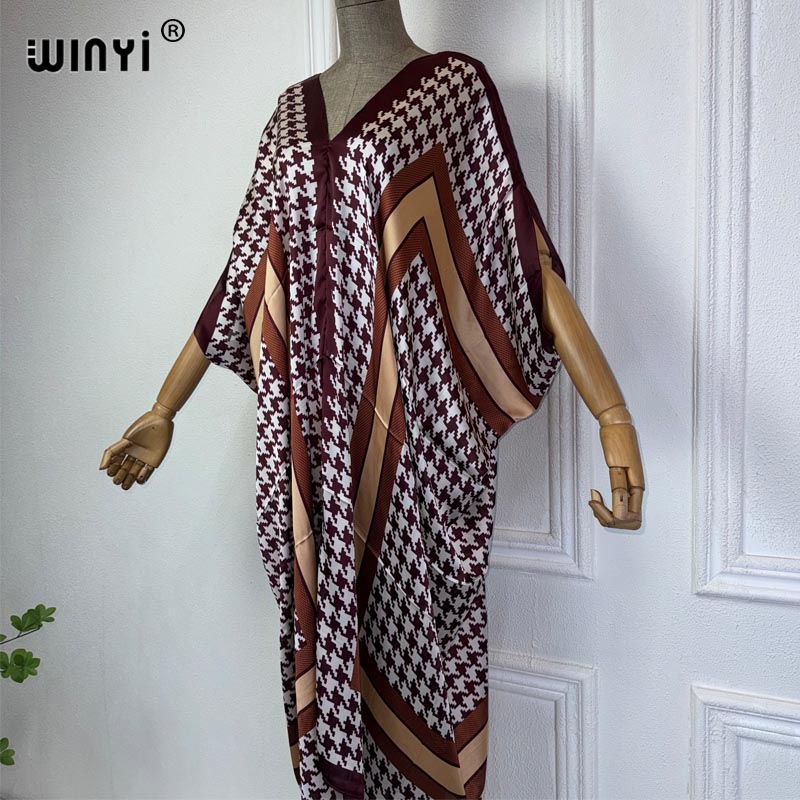 WINYI Summer african V-neck dr - Robe Silk Women 评论和价格